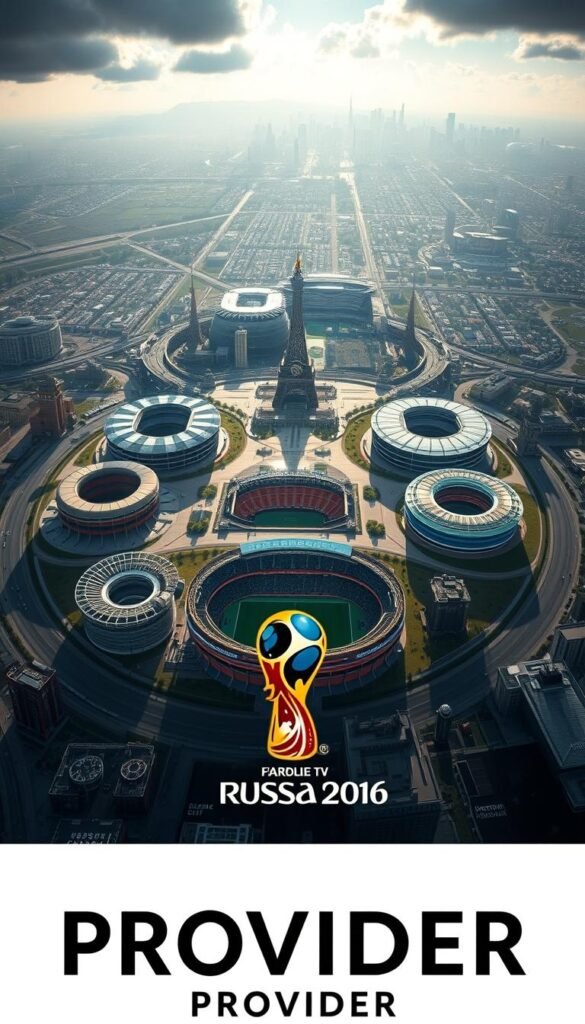 A high-quality, 4K resolution aerial view of the host cities for the 2026 FIFA World Cup, showcasing the iconic stadiums and landmarks of each location. The image has a dynamic, cinematic feel, with dramatic lighting, a wide field of view, and a cohesive color palette. In the foreground, the Hoxtoon Provider logo is prominently displayed, adding a professional, branded touch. The middle ground features detailed renderings of the stadiums in each host city, including their unique architectural styles and settings. In the background, a sweeping panorama of the surrounding landscapes and cityscapes creates a sense of scale and context, highlighting the global reach of this prestigious tournament. The overall mood is one of excitement, anticipation, and the grand scale of this historic event.