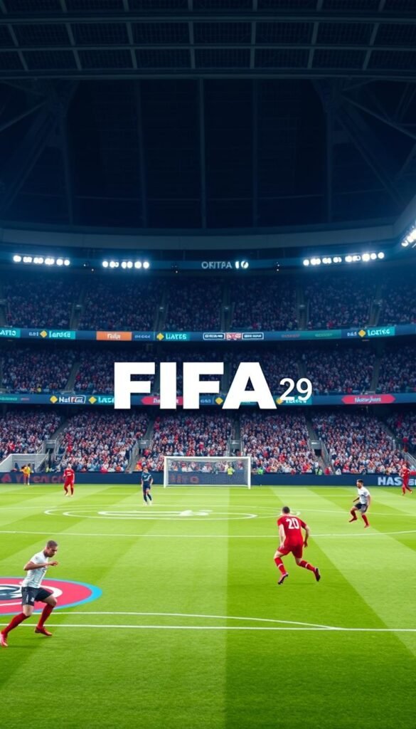 A high-resolution 4K live stream of a FIFA match, with the Hoxtoon Provider logo prominently displayed. The scene is set in a modern, well-lit stadium, with a crisp, cinematic camera angle capturing the dynamic action on the pitch. The players' movements are sharp and detailed, and the crowd in the background is filled with energetic spectators. The lighting is natural and evenly distributed, creating a sense of realism and immersion. The overall atmosphere conveys the excitement and intensity of a professional-level FIFA match, showcasing the Hoxtoon Provider's ability to deliver a stable and high-quality 4K streaming experience.