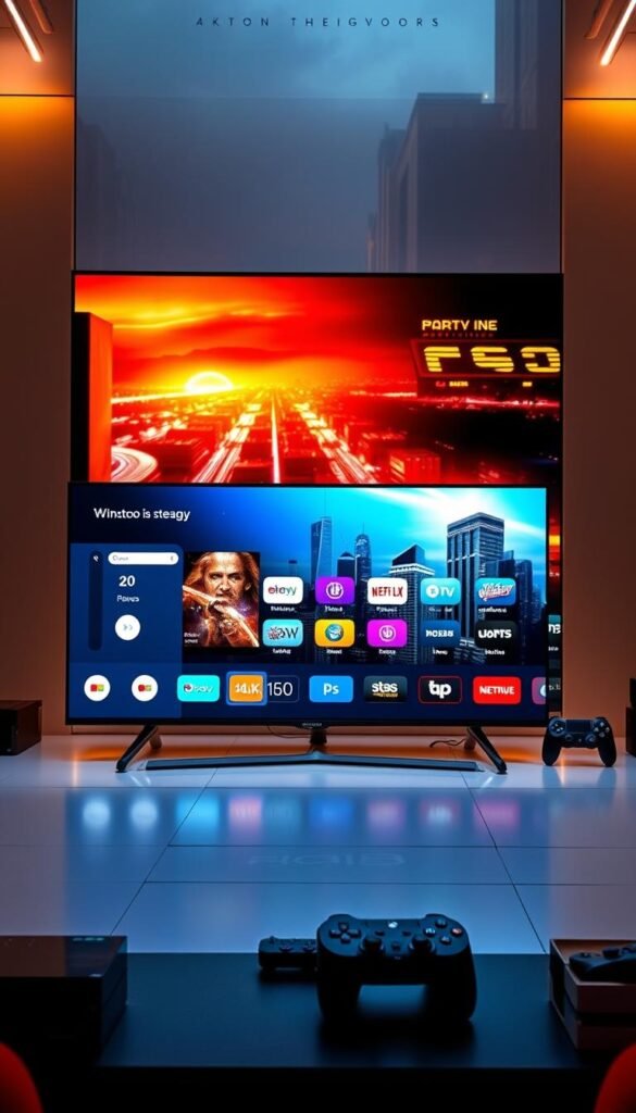 A sleek, high-tech 4K display showcases the power of Hoxtoon Provider's cutting-edge streaming technology. The screen's vibrant colors and crisp details are illuminated by warm, directional lighting, creating a captivating and immersive visual experience. In the foreground, a modern, minimalist media player interface seamlessly blends form and function, reflecting Hoxtoon Provider's commitment to user-centric design. The middle ground features various connected devices, from smart TVs to gaming consoles, demonstrating the versatility and compatibility of Hoxtoon Provider's 4K streaming services. The background depicts a futuristic, urban cityscape, hinting at the global reach and technological prowess of this leading IPTV provider.