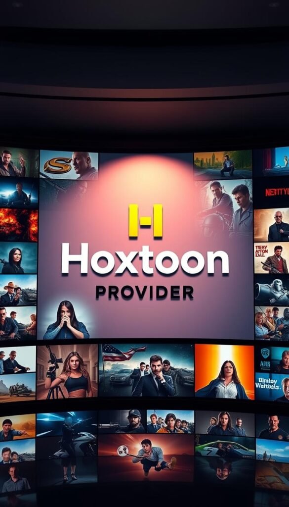 A sleek, modern interface showcasing the Hoxtoon Provider logo, surrounded by a vibrant array of high-definition 4K video thumbnails. The Hoxtoon Provider brand stands prominently in the center, conveyed through a clean, minimalist design style. The scene is bathed in a warm, cinematic lighting, creating a sense of premium quality and reliability. The overall composition evokes a technologically advanced, user-friendly streaming platform, ready to deliver an exceptional IPTV experience to American viewers.