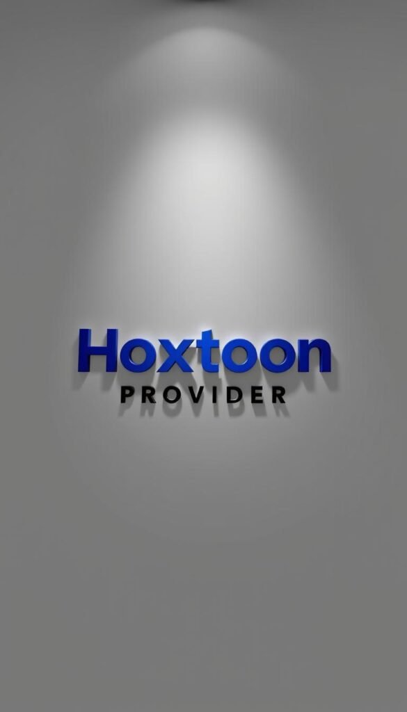 A sleek, modern logo for "Hoxtoon Provider" emblazoned on a clean, minimalist background. The logo features a bold, angular typeface in a deep, rich blue, evoking a sense of professionalism and reliability. The background is a soft, muted gray, allowing the logo to take center stage. Subtle lighting from the top-left casts a gentle shadow, adding depth and dimension to the design. The overall aesthetic is polished, sophisticated, and conveys the image of a premier IPTV service provider.
