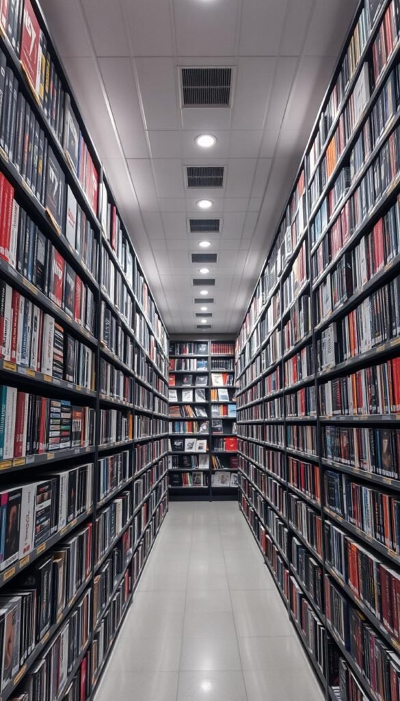 Prompt A large, well-organized library of 4K IPTV channels, showcasing the breadth and depth of Hoxtoon Provider's extensive 5000+ channel library. The shelves are neatly arranged, with various categories and genres clearly labeled. Soft, diffused lighting illuminates the scene, creating a sense of order and professionalism. The camera angle provides a wide, elevated view, allowing the viewer to appreciate the scale and scope of the channel collection. The overall atmosphere conveys a sense of quality, reliability, and the ability to cater to a wide range of viewer preferences with Hoxtoon Provider's comprehensive 4K IPTV offerings.