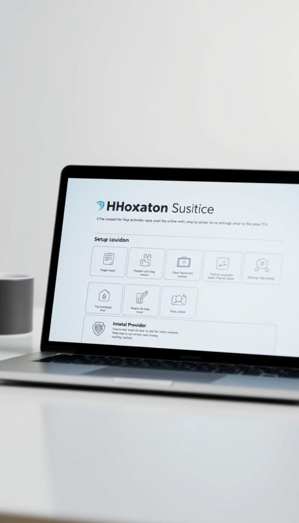 A clean, minimalist setup guide for the Hoxtoon Provider IPTV service. The guide is displayed on a modern laptop or tablet screen, with the Hoxtoon logo prominently featured. The background is a soft, blurred gradient in a calming color palette. The guide itself features clear, step-by-step instructions with easy-to-understand icons and illustrations, guiding the user through the installation and activation process. The overall impression is one of simplicity, professionalism, and user-friendliness, reflecting the high-quality nature of the Hoxtoon IPTV service.