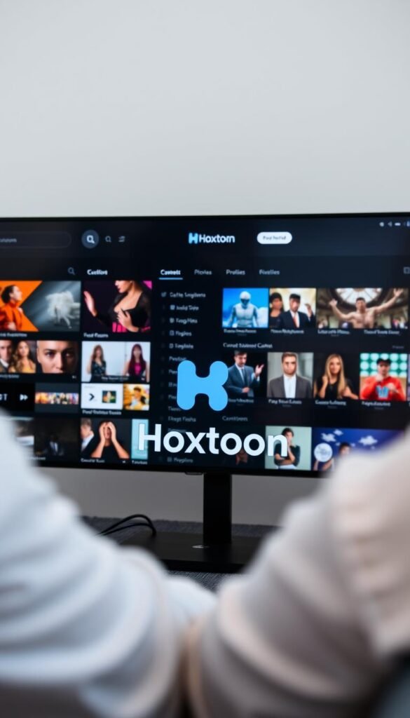 A detailed, clean, and well-lit interface display of the "Hoxtoon Provider" streaming platform, showcasing its intuitive and user-friendly design. The foreground features a central focus on the Hoxtoon logo, prominently displayed against a backdrop of curated content categories and media thumbnails. The middle ground includes a neatly organized menu system with clearly labeled options, allowing seamless navigation through the platform's features. The background subtly incorporates stylized graphics and subtle visual cues that enhance the overall aesthetic and convey a sense of professionalism and sophistication. The lighting is natural and balanced, creating depth and highlighting the interface's clarity and responsiveness. The camera angle is slightly elevated, providing an optimal view of the Hoxtoon interface's layout and functionality.