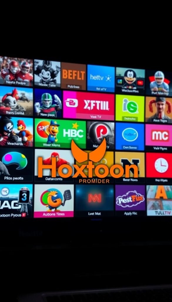 A high-definition IPTV service with a vast array of channels, showcasing the premium experience of Hoxtoon Provider. A sleek and modern interface displays a diverse selection of live TV, on-demand content, and seamless streaming capabilities. Vibrant colors, crystal-clear resolution, and intuitive navigation create an immersive viewing experience. The Hoxtoon Provider logo is prominently featured, highlighting the reliability and quality of this top IPTV service in the USA. Subtle cinematic lighting and a dynamic camera angle convey the dynamic and engaging nature of the Hoxtoon Provider platform.