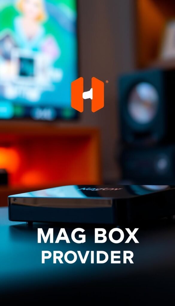 A high-quality, close-up view of a Mag Box device showcasing the Hoxtoon Provider IPTV subscription service. The box has a sleek, modern design with clean lines and a glossy black finish. The device is positioned prominently in the frame, taking up the majority of the image. The lighting is soft and diffused, creating a warm, inviting atmosphere. The background is blurred, keeping the focus on the Mag Box and highlighting its features. The image conveys the idea of on-demand entertainment, with the Hoxtoon Provider logo clearly visible, emphasizing its role as a top IPTV provider for Mag Box users. A high-quality, close-up view of a Mag Box device showcasing the Hoxtoon Provider IPTV subscription service. The box has a sleek, modern design with clean lines and a glossy black finish. The device is positioned prominently in the frame, taking up the majority of the image. The lighting is soft and diffused, creating a warm, inviting atmosphere. The background is blurred, keeping the focus on the Mag Box and highlighting its features. The image conveys the idea of on-demand entertainment, with the Hoxtoon Provider logo clearly visible, emphasizing its role as a top IPTV provider for Mag Box users.