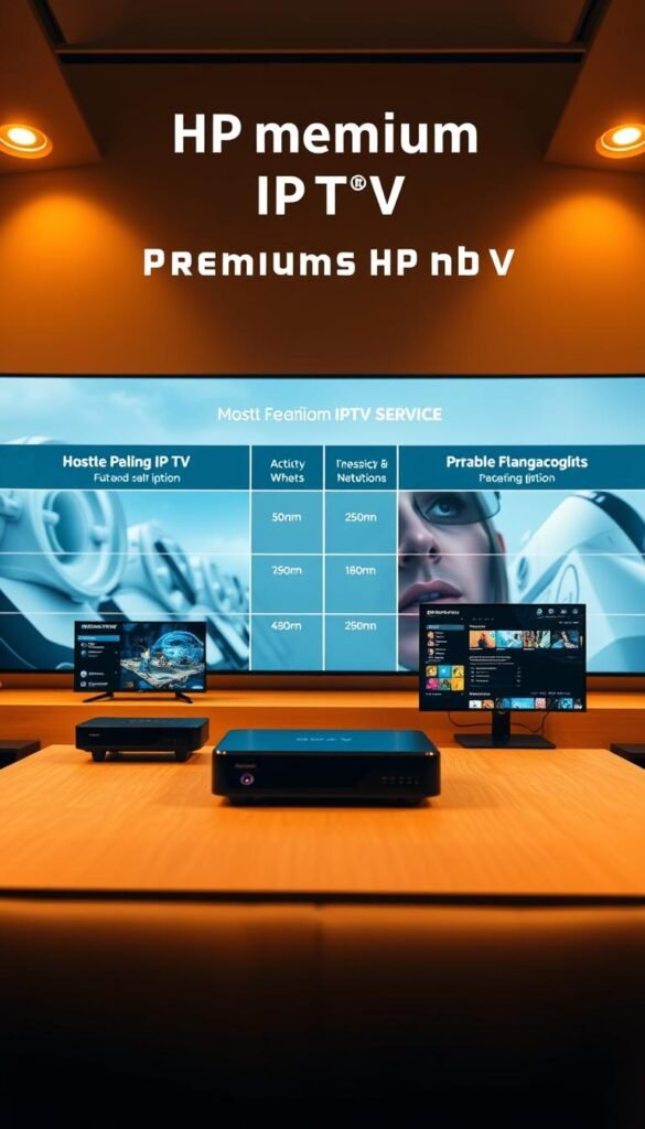 A high-quality, detailed comparison of HD premium IPTV services, showcasing the unique features and capabilities of the Hoxtoon Provider. Crisp, realistic visuals of various IPTV devices and user interfaces, juxtaposed against one another in a meticulously designed layout. Elegant typography and minimalist design elements create a premium, authoritative aesthetic. Warm, directional lighting illuminates the scene, with a subtle depth of field to draw the viewer's attention. The overall mood is one of technical sophistication and informed decision-making, befitting the subject matter.