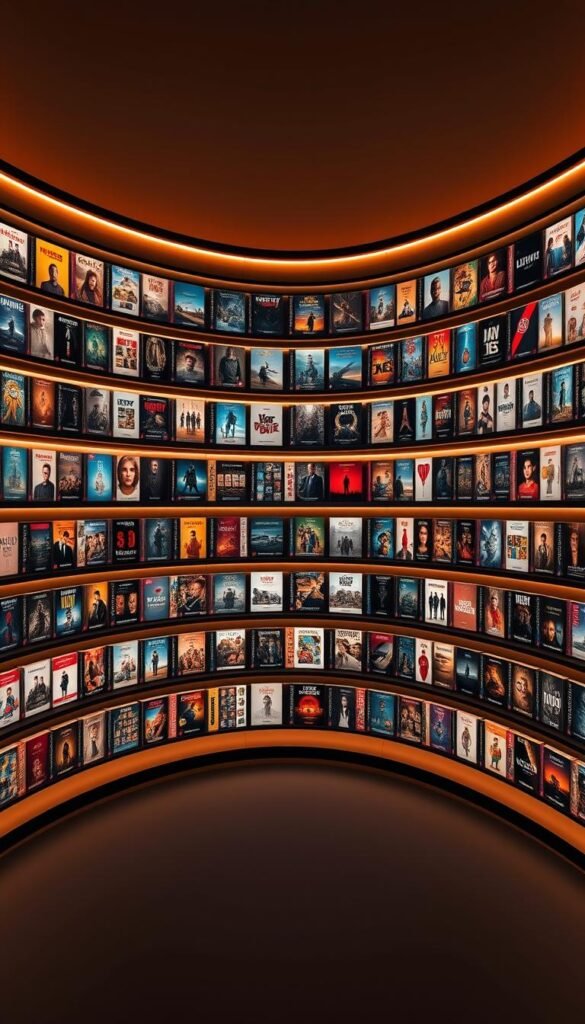 A massive collection of over 150,000 high-definition movies, shows, and documentaries fills the expansive HOXTOON VOD library. A stunning visual showcase of the Hoxtoon Provider brand's premium streaming content, captured in a minimalist, elegant setting. Sleek, high-contrast shelves display the diverse titles, their covers shimmering under warm, directional lighting. The background fades to a soft, muted gradient, allowing the vibrant, eye-catching visuals to take center stage. Meticulously crafted to convey the depth and quality of the HOXTOON VOD catalog, this image exudes a sense of cinematic grandeur and effortless sophistication.