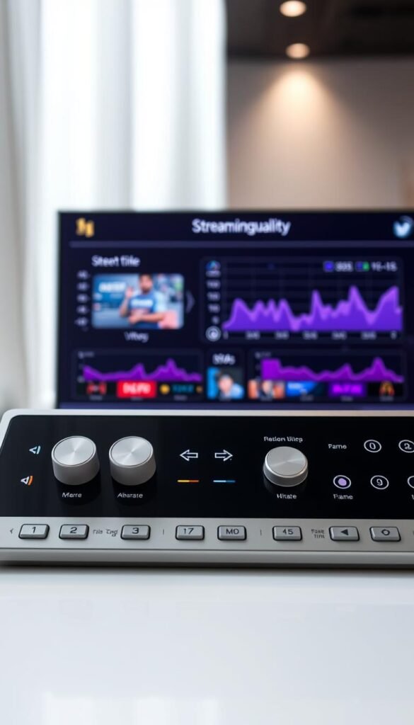 A meticulously designed control panel showcasing the IPTV streaming quality options offered by the Hoxtoon Provider. The foreground features a series of intuitive sliders and toggles, allowing the user to seamlessly adjust parameters such as video bitrate, resolution, and frame rate. The middle ground depicts a dynamic visualization of the streaming performance, with real-time graphs and indicators providing a clear understanding of the service's reliability. In the background, a sleek and minimalist interface sets the tone, creating a sense of professionalism and technological sophistication. Soft, diffused lighting enhances the overall aesthetic, while a subtle depth of field adds a touch of depth and focus to the composition.