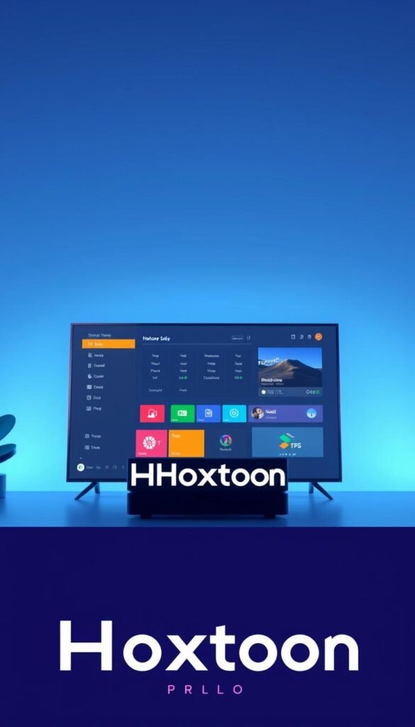A modern and minimalist digital illustration depicting a Spanish IPTV provider, "Hoxtoon Provider", showcasing its user-friendly interface and seamless streaming capabilities. The scene features a well-designed and intuitive dashboard with clean lines, vibrant colors, and a sleek, responsive layout. The background is a subtle gradient in shades of blue, creating a calming and professional atmosphere. The foreground showcases the Hoxtoon logo and brand elements, highlighted by soft, directional lighting that adds depth and dimensionality to the overall composition. The image conveys a sense of reliability, efficiency, and a premium IPTV service tailored for the Spanish market.