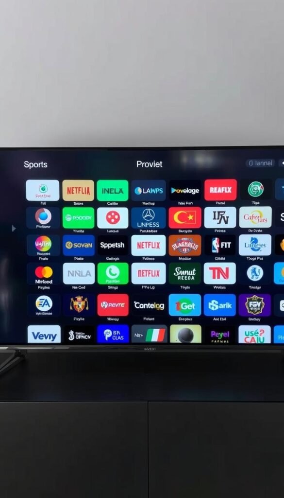 A neatly arranged display of various IPTV sport channel logos and icons, presented on a sleek, modern interface. The foreground features the prominent "Hoxtoon Provider" branding, conveying a sense of authority and reliability. The middle ground showcases a grid of colorful channel logos, meticulously organized and categorized, reflecting the comprehensive selection of sports content available. The background is a subtle, minimalist gradient, allowing the focus to remain on the channel information. The overall composition is balanced, with a clean and professional aesthetic, capturing the essence of a comprehensive IPTV sports channel list in an M3U playlist format.