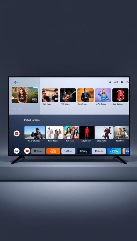 A sleek and intuitive user interface for the Hoxtoon Provider IPTV service. In the foreground, a clean and minimalist dashboard displays the latest available live TV channels and on-demand content. The middle ground features a smooth, responsive navigation menu with clear icons and labels, allowing users to easily browse and select their desired content. In the background, a subtle, muted color scheme sets a calm and professional tone, complemented by subtle lighting that creates a sense of depth and dimensionality. The overall design conveys a sense of modern, high-quality entertainment experience, reflecting the Hoxtoon Provider's status as a leading IPTV service in the USA.