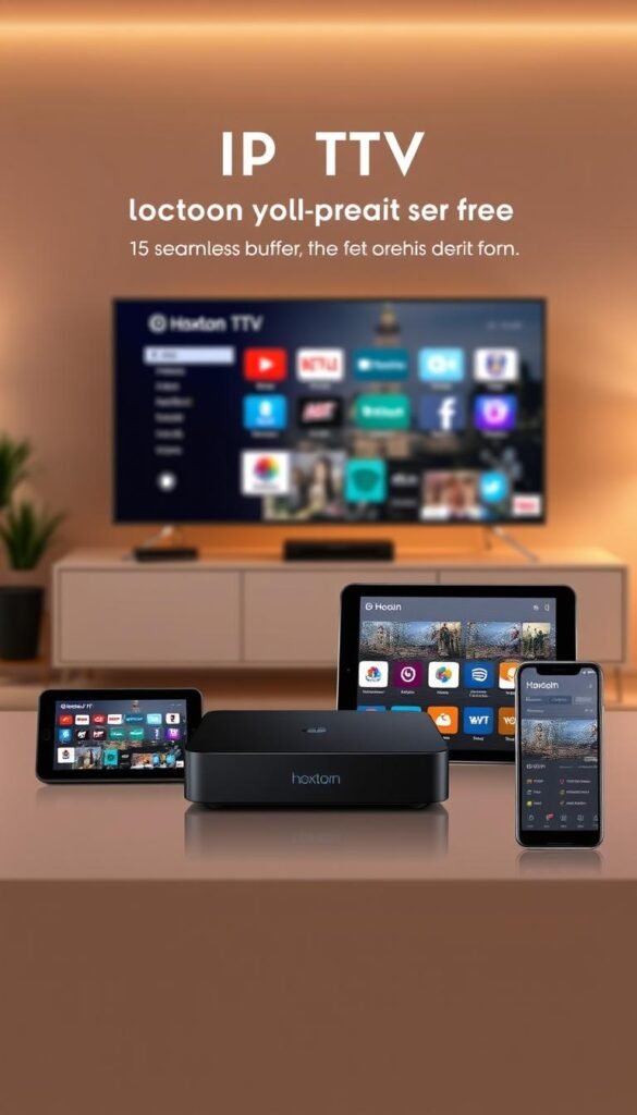 A sleek and modern IPTV device with a seamless, buffer-free interface. Multiple devices including smart TVs, tablets, and smartphones are displayed, showcasing the Hoxtoon Provider's multi-device compatibility. The scene is bathed in a soft, warm lighting, highlighting the clean lines and intuitive layout of the Hoxtoon platform. In the background, a cityscape or home interior provides a contextual setting, suggesting the versatility of the Hoxtoon service. The overall mood is one of effortless connectivity and high-quality entertainment, conveying the reliability and user-friendliness of the Hoxtoon Provider IPTV solution. A sleek and modern IPTV device with a seamless, buffer-free interface. Multiple devices including smart TVs, tablets, and smartphones are displayed, showcasing the Hoxtoon Provider's multi-device compatibility. The scene is bathed in a soft, warm lighting, highlighting the clean lines and intuitive layout of the Hoxtoon platform. In the background, a cityscape or home interior provides a contextual setting, suggesting the versatility of the Hoxtoon service. The overall mood is one of effortless connectivity and high-quality entertainment, conveying the reliability and user-friendliness of the Hoxtoon Provider IPTV solution.