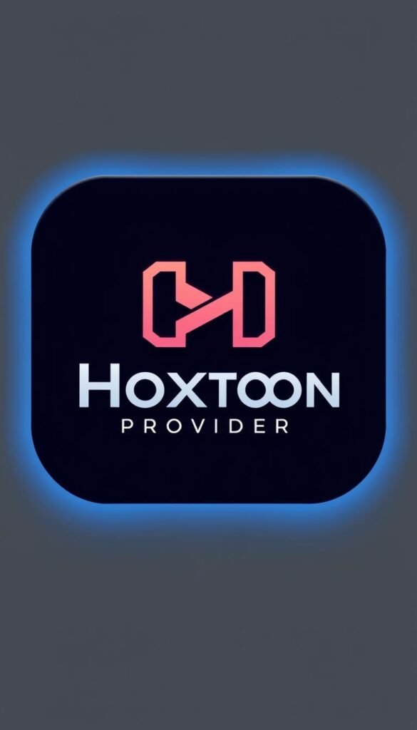 A sleek and modern logo for the "Hoxtoon Provider" IPTV service, rendered in a minimalist 3D style with clean lines and a sophisticated color palette. The logo is prominently displayed in the center of the frame, with a subtle radial gradient background that suggests a sense of technology and innovation. The overall composition conveys a sense of professionalism, reliability, and cutting-edge service that would be befitting of a leading IPTV solution in the United States.