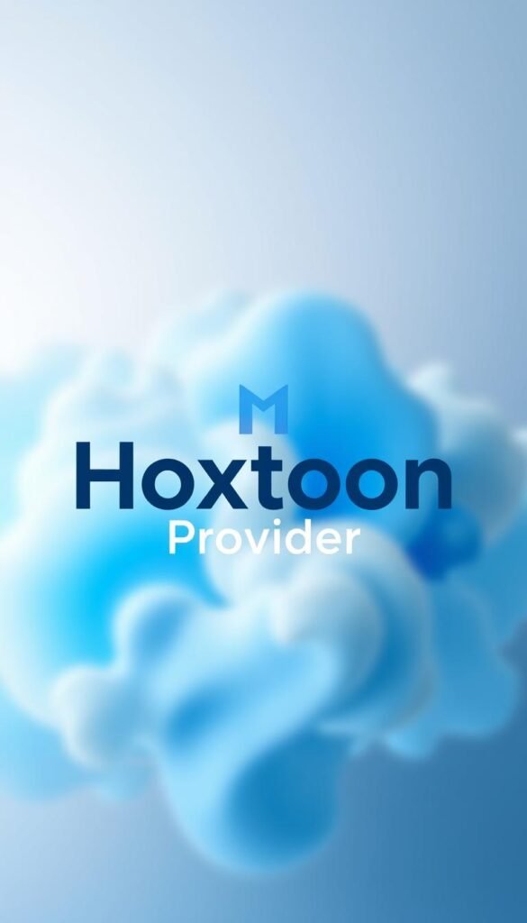 A sleek and modern-looking IPTV service logo for the Hoxtoon Provider, centered against a soft, blurred background of cloud-like shapes in shades of blue and white. The logo features the brand name "Hoxtoon Provider" in a bold, clean typeface, with a subtle, abstract icon or symbol accompanying it. The overall composition conveys a sense of professionalism, reliability, and high-quality content, suitable for use in an article about the best IPTV service in the USA.