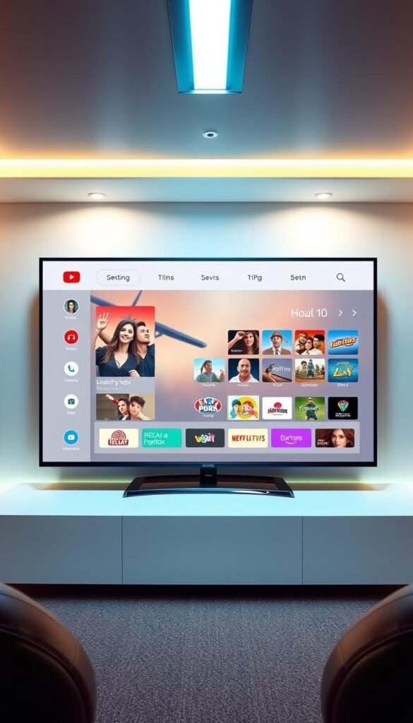 A sleek and modern user interface showcasing the reliable 12-month IPTV package from Hoxtoon Provider. A clean, intuitive dashboard with crisp icons and clear navigation menus. The interface is bathed in a warm, soft lighting, creating a inviting and user-friendly experience. In the center, a large display screen showcases the high-quality live TV channels and on-demand content available. The overall design conveys a sense of professionalism, trustworthiness and seamless functionality to the user.