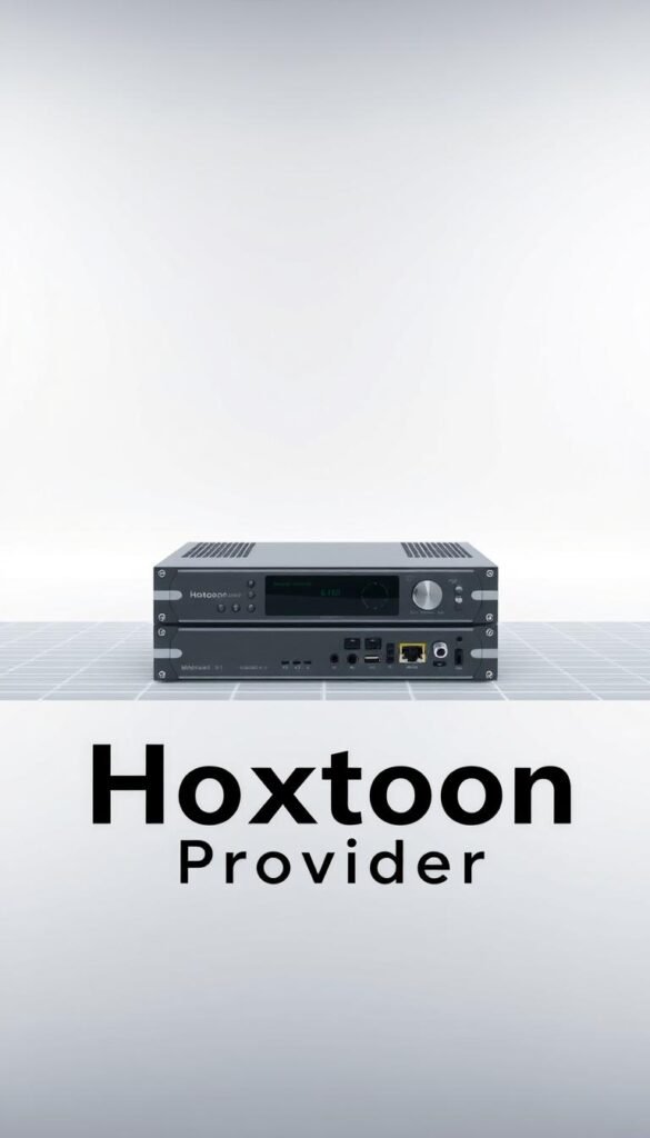 A sleek, modern IPTV encoder set against a minimalist, well-lit backdrop. In the foreground, the Hoxtoon Provider logo is prominently displayed, conveying a sense of professionalism and reliability. The encoder itself is rendered in exquisite detail, showcasing its clean lines, metallic finish, and intuitive control interface. The middle ground features a subtle grid pattern, hinting at the technical complexity and precision of the device. The background is a soft, diffused light, creating a sense of depth and emphasizing the encoder's elegant design. The overall composition exudes a sense of cutting-edge technology, efficiency, and the high-quality service that Hoxtoon Provider offers.