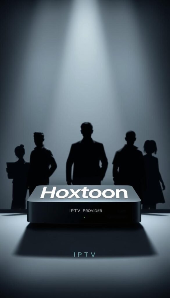 A sleek, modern comparison of IPTV service providers, showcasing Hoxtoon Provider in the foreground with its expansive 21,000+ channel lineup and 150,000+ VODs. The background features silhouettes of other providers, with a clean, minimalist design and muted color palette to highlight Hoxtoon's competitive edge. Dramatic lighting casts shadows, creating depth and emphasizing the key details. The composition is balanced, with Hoxtoon centered and the other providers receding into the background, suggesting Hoxtoon's market leadership. An aspirational, high-tech atmosphere evokes the power and reliability of the Hoxtoon IPTV service.