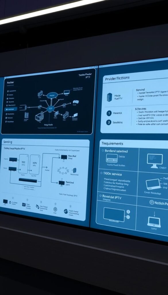 A sleek, modern control panel displaying the technical specifications and requirements for the Hoxtoon Provider IPTV service. Detailed schematics and infographics illustrate the network architecture, bandwidth allocation, device compatibility, and system prerequisites. The dashboard has a clean, minimalist aesthetic with a neutral color palette and subtle lighting, creating a professional, authoritative atmosphere. The overall impression conveys the robust, high-performance nature of the Hoxtoon IPTV infrastructure. A sleek, modern control panel displaying the technical specifications and requirements for the Hoxtoon Provider IPTV service. Detailed schematics and infographics illustrate the network architecture, bandwidth allocation, device compatibility, and system prerequisites. The dashboard has a clean, minimalist aesthetic with a neutral color palette and subtle lighting, creating a professional, authoritative atmosphere. The overall impression conveys the robust, high-performance nature of the Hoxtoon IPTV infrastructure.