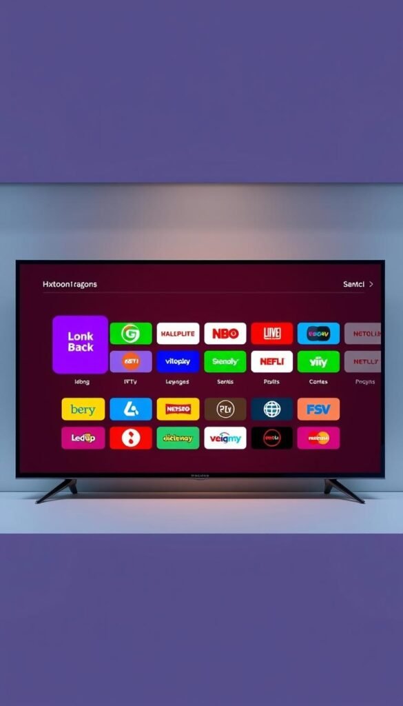 A sleek, modern user interface of the "Hoxtoon Provider" IPTV platform. The screen displays a grid of colorful channel logos against a clean, minimalist background. The logos are crisp and vibrant, inviting the viewer to explore the extensive library of over 150,000 VODs. Soft, directional lighting accentuates the elegant design, conveying a sense of professionalism and user-friendliness. The layout is intuitive and easy to navigate, with clear section divisions and responsive controls. The overall atmosphere is one of sophisticated digital entertainment, reflecting the premium quality of the "Hoxtoon Provider" IPTV service.