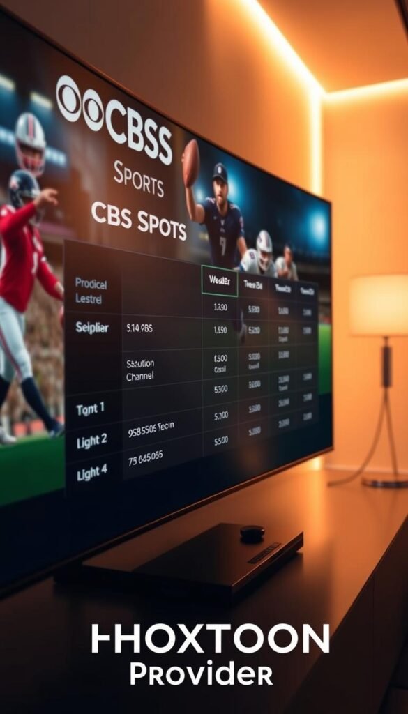 A sophisticated and visually striking image showcasing the various subscription plans offered by the CBS Sports Channel, as part of a comprehensive article on the HOXTOON IPTV provider. The scene depicts a sleek, modern interface with clean typography and distinct pricing tiers, presented against a backdrop of dynamic sports imagery. The Hoxtoon Provider brand is prominently featured, conveying a sense of premium quality and reliability. The overall composition is balanced, with a focus on clarity and ease of understanding, ensuring the plans are clearly communicated to the viewer. Warm lighting and a subtle depth of field create a polished, professional atmosphere, complementing the subject matter.