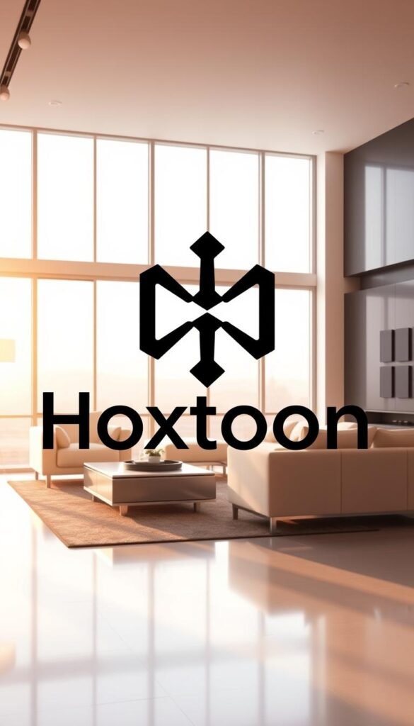 A striking logo depicting the "Hoxtoon Provider" brand against a backdrop of a sleek, modern living room. The logo is prominently displayed, with a sophisticated, minimalist design that conveys a sense of premium quality and reliability. The living room features high-end furniture, warm lighting, and large windows that allow natural light to pour in, creating a welcoming and inviting atmosphere. The overall scene suggests a premium, high-end IPTV service that offers a seamless, immersive entertainment experience for the viewer.