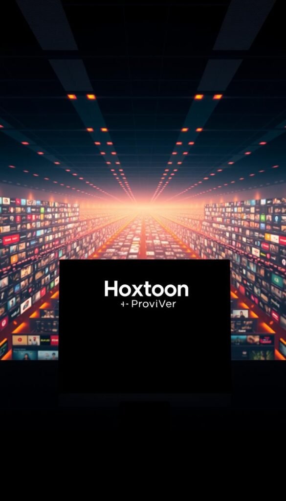 A vast array of channels stretching into the distance, illuminated by warm, cinematic lighting. A sleek, modern user interface with the Hoxtoon Provider logo prominently displayed, showcasing an extensive selection of over 21,000 channels catering to diverse interests. The foreground features a clean, minimalist design with intuitive navigation, while the middle ground depicts a vast network of content options. The background suggests a sense of infinite possibilities, with subtle patterns and textures that evoke the depth and breadth of the channel selection. The overall mood is one of professional sophistication and technological prowess, inviting the viewer to explore the unparalleled entertainment options offered by Hoxtoon Provider.