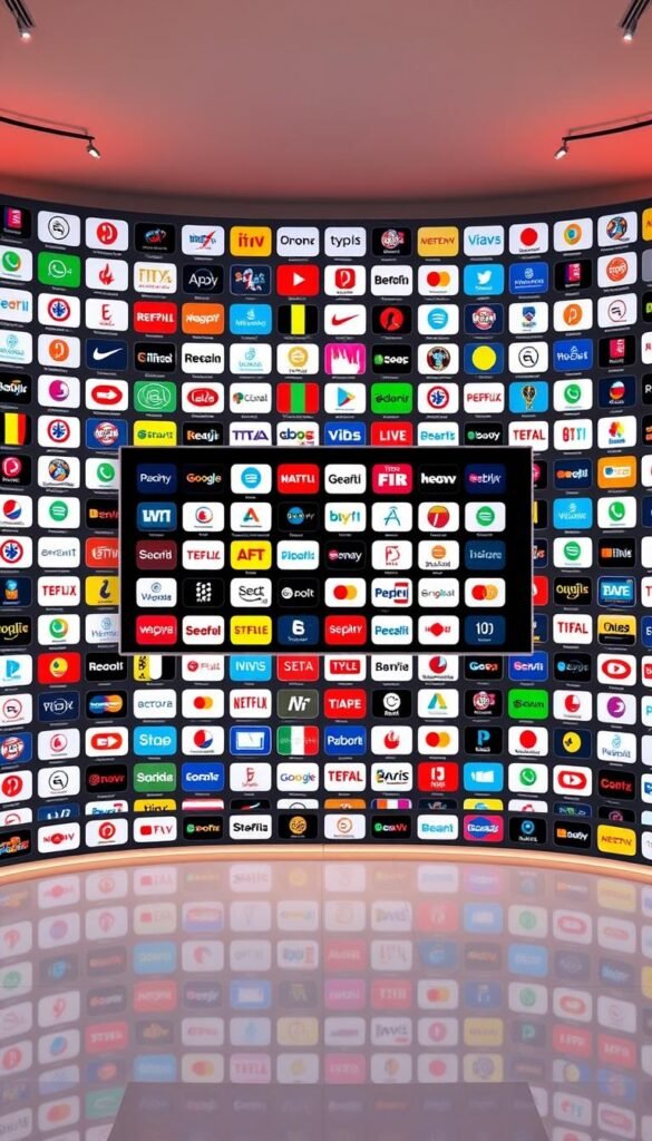 A vast array of live channels are showcased in a visually stunning and organized manner, capturing the expansive content library of the Hoxtoon Provider. The scene features a sleek, modern interface with a central grid of channel logos, surrounded by subtle background elements that suggest the international reach and depth of the offering. Warm lighting and a clean, minimalist design create a sense of sophistication and accessibility, inviting the viewer to explore the unparalleled breadth of live programming available through this premium IPTV service.