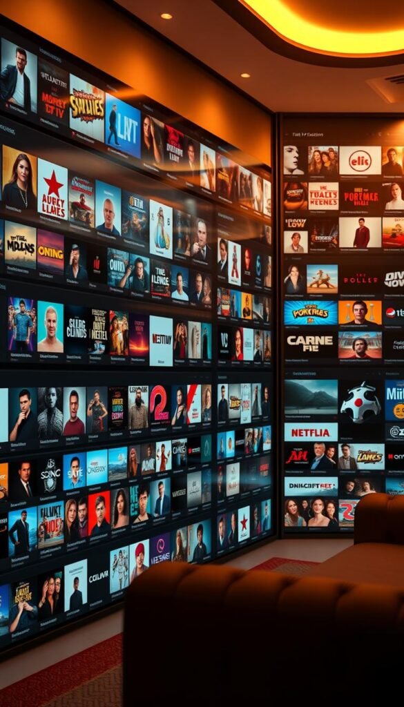 A vast library of 300+ live TV channels, thousands of on-demand movies and shows, spanning diverse genres, curated by the Hoxtoon Provider. Sleek and modern user interface showcases the breadth of content. Subtle lighting illuminates the meticulously organized categories, inviting exploration. Dynamic camera angles capture the depth and richness of the Hoxtoon Provider's content ecosystem. Warm tones and soft focus create an immersive, cinematic ambiance. The Hoxtoon brand identity prominently displayed, conveying a sense of authority and reliability. An aura of professionalism and sophistication permeates the scene, reflecting the high-quality IPTV service.