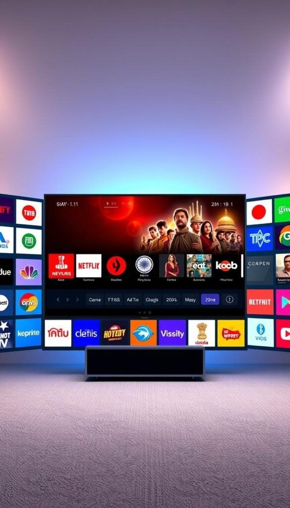 A vibrant 7-day catch-up IPTV interface showcasing a diverse array of Indian channels, rendered in a sleek, modern design. The foreground features a dynamic grid of channel logos, each pulsing with vivid colors and crisp iconography. The middle ground depicts a high-resolution preview window displaying captivating Indian programming, framed by a minimalist user interface. In the background, a subtle gradient evokes the rich cultural heritage of India, complemented by soft lighting that imparts a sense of warmth and authenticity. The Hoxtoon Provider brand name is prominently displayed, reflecting the power and reliability of this cutting-edge IPTV solution.