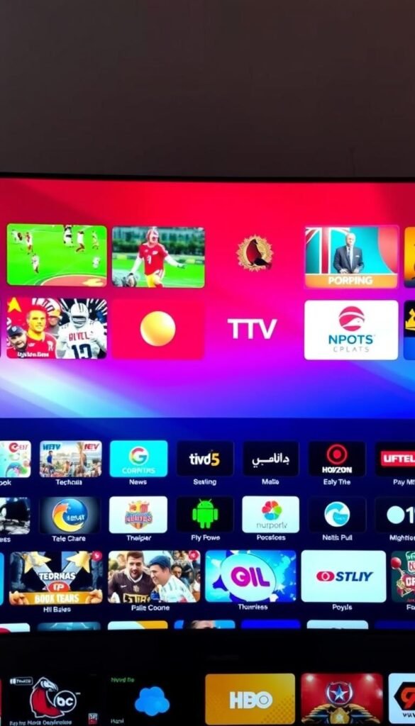 A vibrant and visually striking array of IPTV channels from the Hoxtoon Provider, displayed on a sleek and modern interface. The foreground showcases a selection of popular sports, entertainment, and news channels, each with a clear and detailed thumbnail. In the middle ground, a grid of additional channel icons fills the frame, hinting at the breadth of Hoxtoon's extensive library. The background features a subtle, yet captivating gradient, lending a sense of depth and professionalism to the overall composition. Lighting is soft and even, highlighting the channels' vibrant colors and crisp details. The angle is slightly elevated, conveying a sense of authority and comprehensive coverage. The mood is one of sophistication, technological prowess, and a diverse range of engaging content.