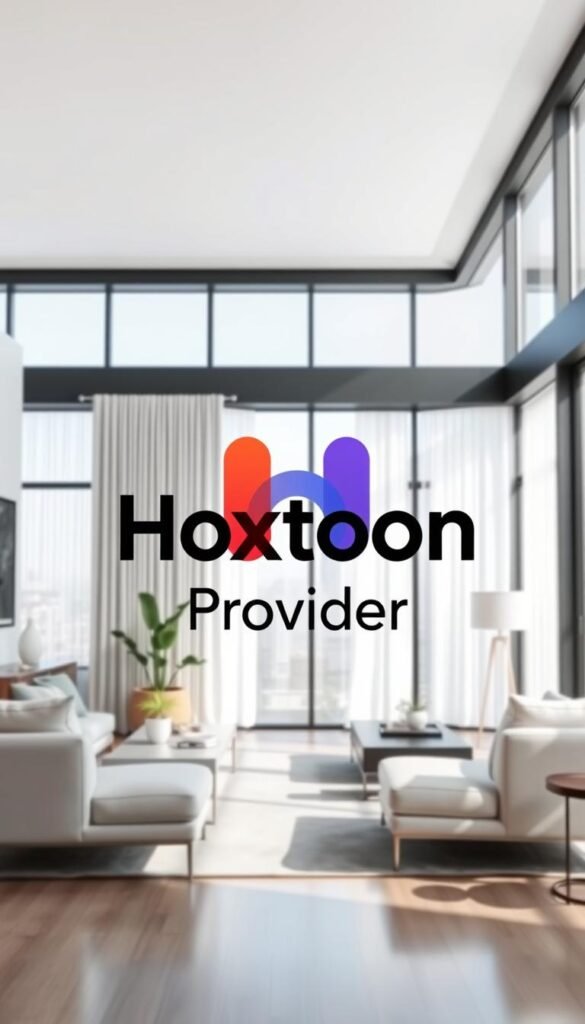 A well-lit, high-quality streaming image of the Hoxtoon Provider logo, set against a backdrop of a modern, minimalist living room scene. The logo, rendered in crisp, vibrant colors, is the focal point, positioned prominently in the center of the frame. The room features clean, contemporary furniture and decor, with large windows allowing natural light to flood the space, creating a bright, airy atmosphere. The camera angle is slightly elevated, giving a sense of refinement and professionalism. The overall mood conveys the reliable, high-performance streaming experience that Hoxtoon Provider offers.