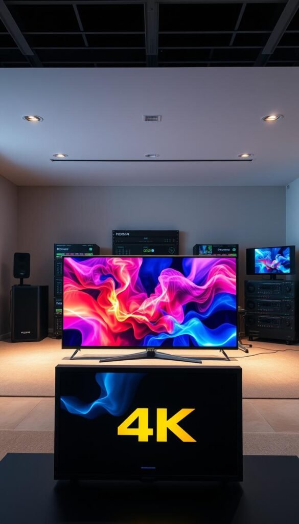 Hoxtoon Provider: a sleek, modern interface showcasing high-definition streaming quality. In the foreground, a 4K HDTV displays vibrant, crystal-clear visuals, with a subtle hint of lens flare for a cinematic touch. The middle ground features state-of-the-art networking equipment, conveying the technical prowess behind the service. In the background, a minimalist, well-lit studio setting suggests a professional, reliable infrastructure. The overall mood is one of sophistication, innovation, and a commitment to delivering an exceptional streaming experience.