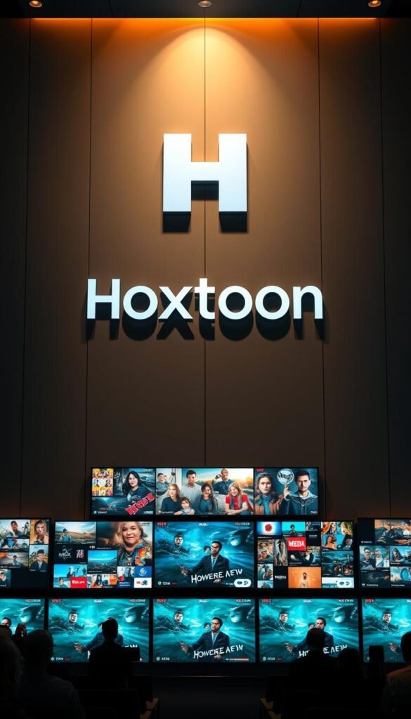 Hoxtoon Provider - a state-of-the-art IPTV service offering 21,000+ live TV channels and 150,000+ on-demand videos. Set against a sleek, modern backdrop, the Hoxtoon logo stands prominently, radiating a sense of professionalism and technological prowess. In the foreground, an array of high-definition screens showcases the vast content library, hinting at the service's comprehensive entertainment options. The middle ground features silhouettes of satisfied customers, conveying the platform's popularity and user-friendly experience. Soft, warm lighting illuminates the scene, creating an inviting and premium atmosphere that reflects Hoxtoon's position as the leading IPTV provider in the USA.