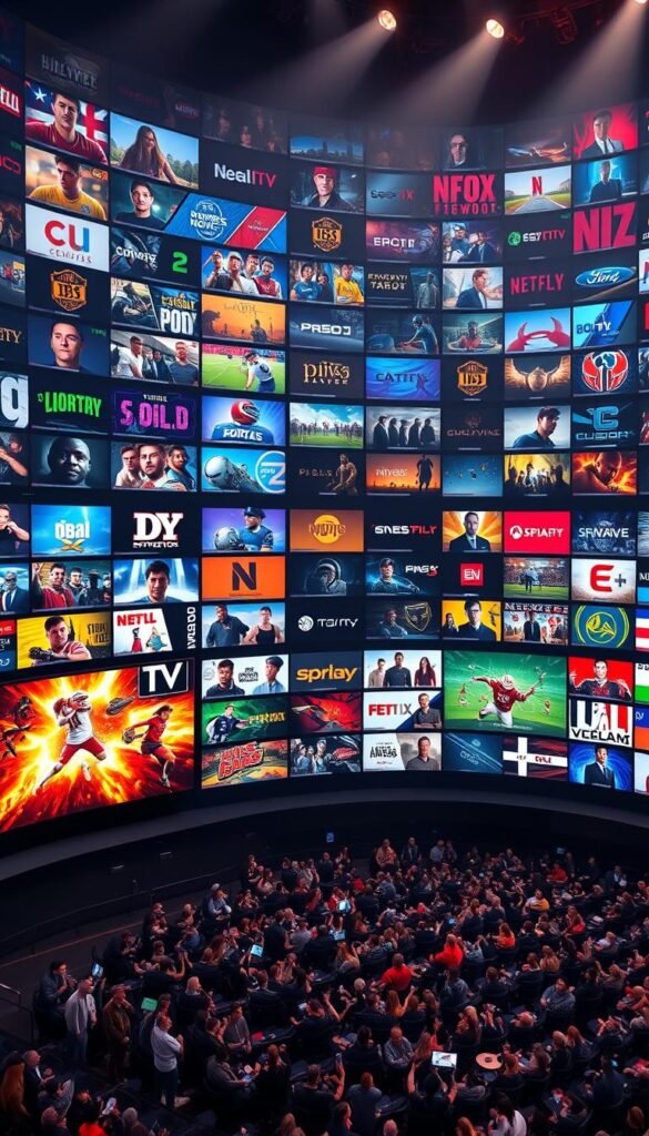 Sprawling high-definition streaming channels, a vibrant mosaic of entertainment. Hoxtoon Provider's 21,000+ channel library, presented in a sleek, modern interface. Crisp 4K resolution, rich colors, and a cinematic atmosphere. Varied content genres - sports, movies, news, and more - seamlessly integrated. Cutting-edge video codecs and adaptive bitrates, ensuring uninterrupted streaming. Immersive surround sound, bringing the experience to life. Intuitive navigation, enabling effortless channel surfing. Elegant lighting and cinematographic angles showcase the sheer scale and depth of the platform. A digital oasis of premium entertainment, curated by Hoxtoon Provider.