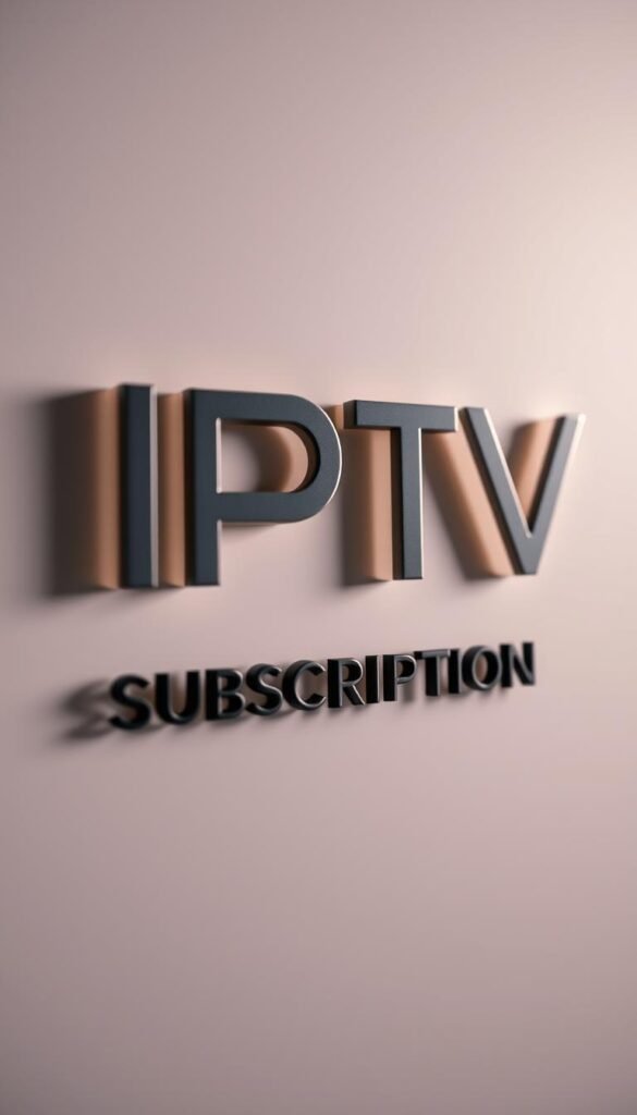 A close-up shot of a stylized "IPTV Lifetime Subscription" text logo rendered in a sleek, minimalist design. The letters are depicted in a bold, modern font with clean lines and a subtle metallic sheen, conveying a sense of premium quality and durability. The logo is set against a soft, hazy background with a muted color palette, creating a sophisticated and elegant visual atmosphere. Subtle lighting and shadows add depth and dimensionality to the design, while the overall composition focuses the viewer's attention on the key message of "IPTV Lifetime Subscription" from the Hoxtoon Provider.