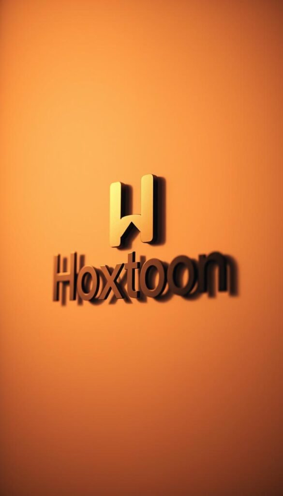A close-up shot of the Hoxtoon Provider logo, captured with a high-quality DSLR camera. The logo is prominently displayed in the center of the frame, with a soft, blurred background that creates a sense of depth and focus. The lighting is warm and directional, casting subtle shadows that accentuate the sleek, modern design of the logo. The image has a professional, sophisticated feel, conveying the trustworthiness and reliability of the Hoxtoon IPTV service.