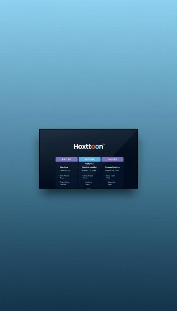 A high-quality, minimalist digital illustration showcasing the Hoxtoon Provider IPTV subscription plans and pricing options in Germany. The image features a clean, modern layout with a subtle gradient background in calming shades of blue and gray. In the center, a sleek, responsive web interface displays the Hoxtoon Provider brand name and a selection of tiered subscription plans, each with clearly delineated features and pricing. The interface is depicted with a crisp, high-resolution and photorealistic style, conveying a sense of professionalism and reliability. The overall mood is one of clarity, simplicity and trustworthiness, reflecting the reliable IPTV services offered by Hoxtoon Provider in Germany.