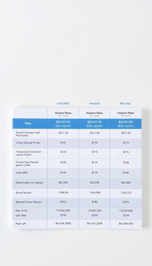 A neatly organized table comparing the subscription plans and pricing offered by the Hoxtoon IPTV provider, showcased against a minimalist, light-colored background. The table features clean lines, simple typography, and well-defined columns highlighting the plan names, features, and monthly/annual costs. The overall aesthetic conveys a sense of professionalism and attention to detail, complementing the subject matter. The image should be captured with a high-quality lens, creating a crisp and visually appealing representation of the Hoxtoon IPTV subscription details.