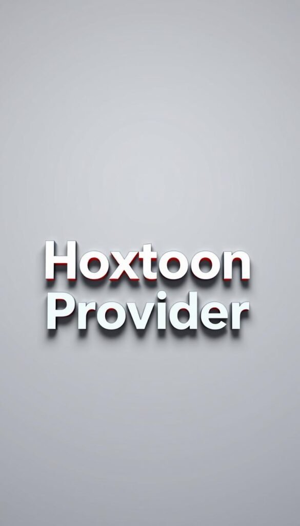 A sleek and modern corporate logo for the "Hoxtoon Provider" IPTV service, rendered in a high-quality, 3D-like illustration. The logo is centered in the frame against a clean, minimalist background, with subtle lighting and shadows to give it depth and dimension. The typography is bold and legible, with the "Hoxtoon" name prominently displayed. The overall design conveys a sense of reliability, professionalism, and technological sophistication, reflecting Hoxtoon's position as a leading IPTV provider in America.