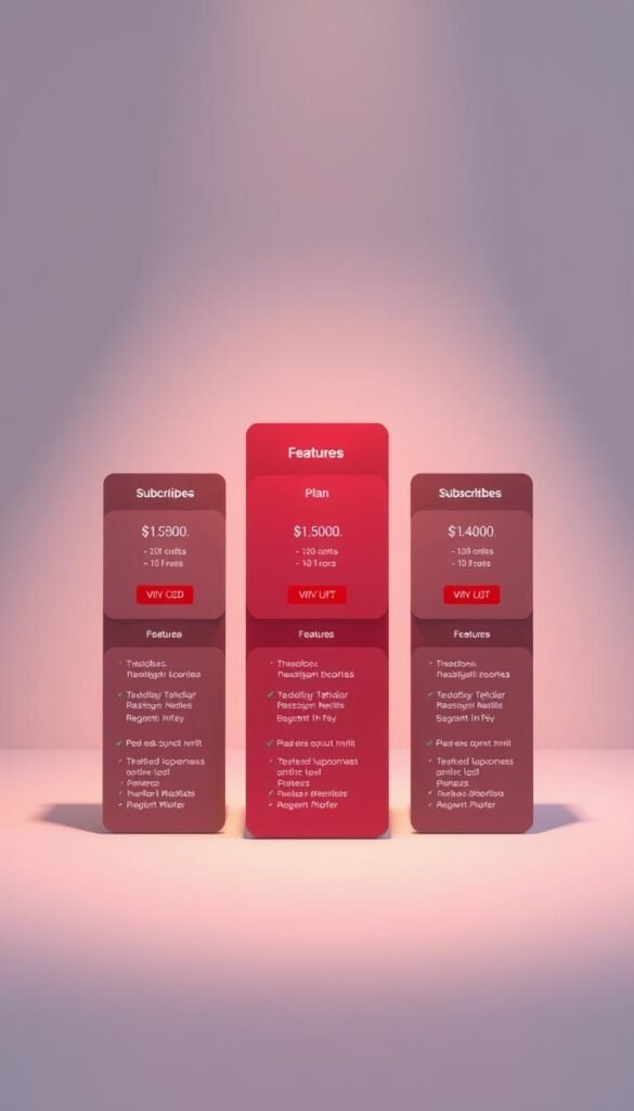 A sleek and modern illustration of the "Hoxtoon Provider" IPTV subscription plans. In the foreground, a clean grid layout displays the various plan options, each with its own distinct card showcasing the features, pricing, and duration. The cards are rendered with a subtle 3D depth, casting soft shadows that create a sense of depth and dimensionality. The middle ground features a minimalist background with a soft, blurred gradient, drawing the focus to the plan details. The overall mood is professional, technology-driven, and visually appealing, reflecting the premium quality of the "Hoxtoon Provider" IPTV service. The lighting is balanced, with a warm, neutral tone that provides a clean and inviting aesthetic.