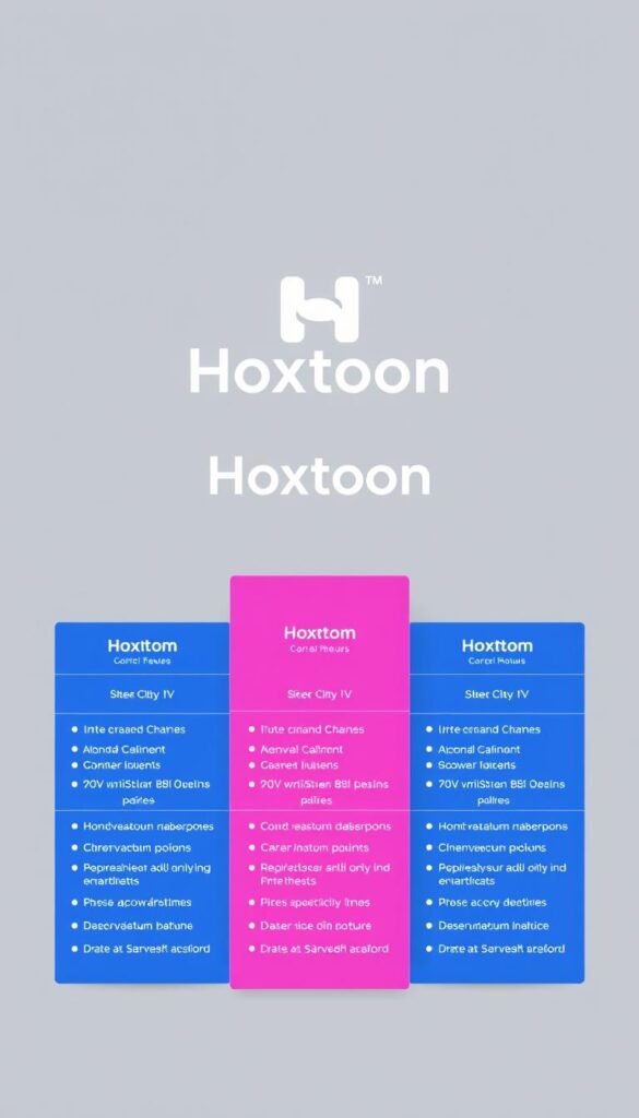 A sleek and modern illustration of the Hoxtoon Provider IPTV subscription plans. The foreground showcases three distinct plan offerings, each with a clean layout, pricing details, and a concise description of the included features. The middle ground highlights the Hoxtoon logo, prominently displayed to establish the brand identity. The background has a subtle gradient, creating depth and a professional, high-quality aesthetic. The overall composition is balanced, with a focus on clarity and visual appeal to effectively communicate the subscription options.