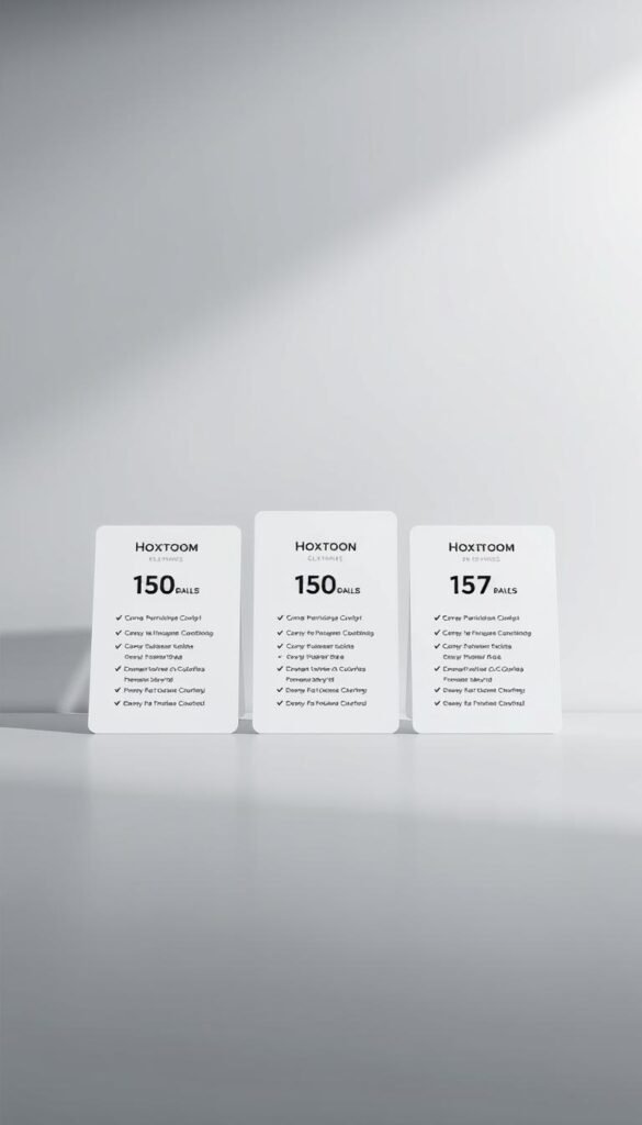 A sleek, minimalist interface showcasing the IPTV subscription plans offered by the Hoxtoon Provider. In the foreground, three plan tiers are displayed on clean, stylized cards, each highlighting key features and pricing. The middle ground features a subtle gradient background, creating depth and a sense of premium quality. Soft, indirect lighting illuminates the scene, conveying a professional and trustworthy atmosphere. The overall composition emphasizes simplicity, clarity, and the value proposition of the Hoxtoon IPTV service.