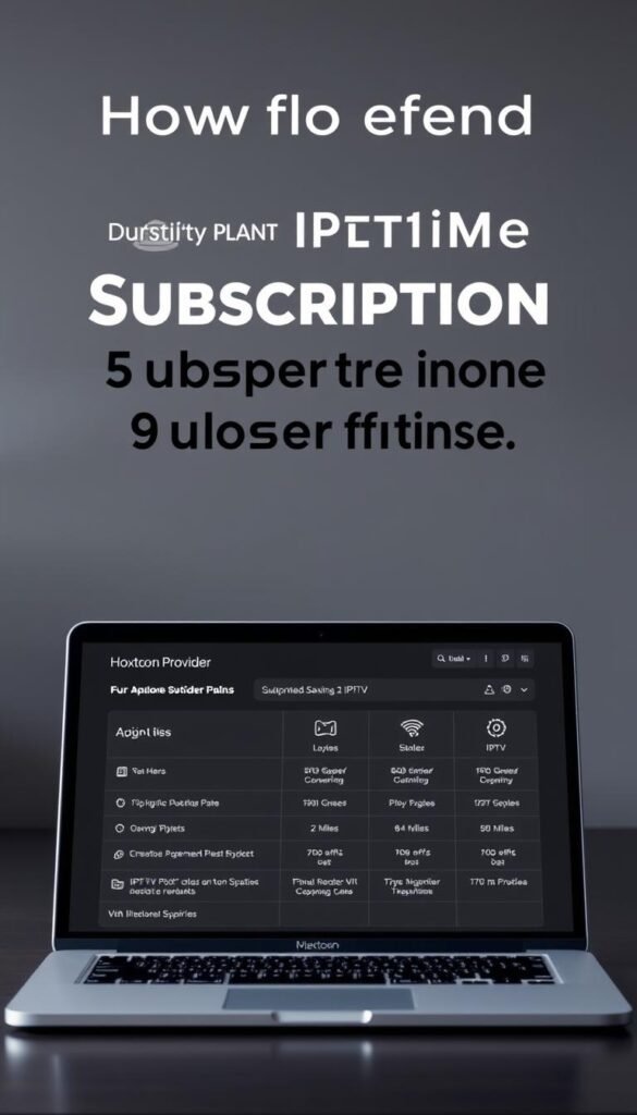 A sleek, minimalist presentation of IPTV subscription plans, showcased against a sophisticated backdrop. In the foreground, a laptop or tablet displays the Hoxtoon Provider's plans, with clean typography and sharp iconography highlighting the key features. The middle ground features a subtle pattern or texture, adding depth and visual interest. The background is a muted, neutral tone, allowing the subscription details to take center stage. The overall aesthetic conveys a sense of professionalism, reliability, and attention to detail, perfectly complementing the article's focus on understanding IPTV lifetime subscriptions.