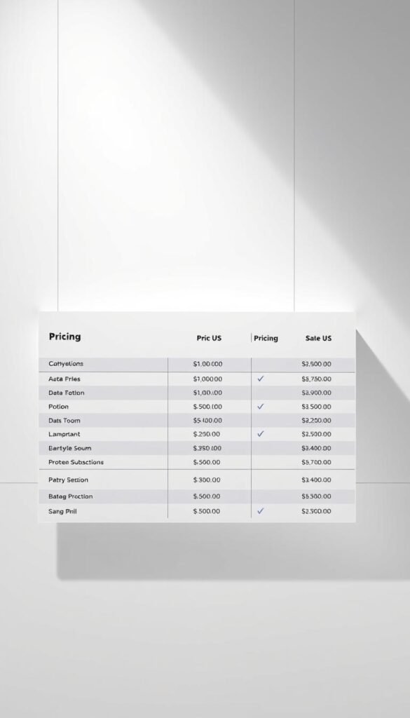 A sleek, minimalist table displaying the pricing tiers for a "Hoxtoon Provider" IPTV lifetime subscription service in the UK. The table is set against a clean, white background with subtle grid lines, creating a professional and informative layout. The pricing details are presented in a clear, easy-to-read format, with different subscription plans and their corresponding costs highlighted. The overall composition conveys a sense of reliability and transparency, suitable for an article on the best IPTV lifetime subscription providers in the UK.