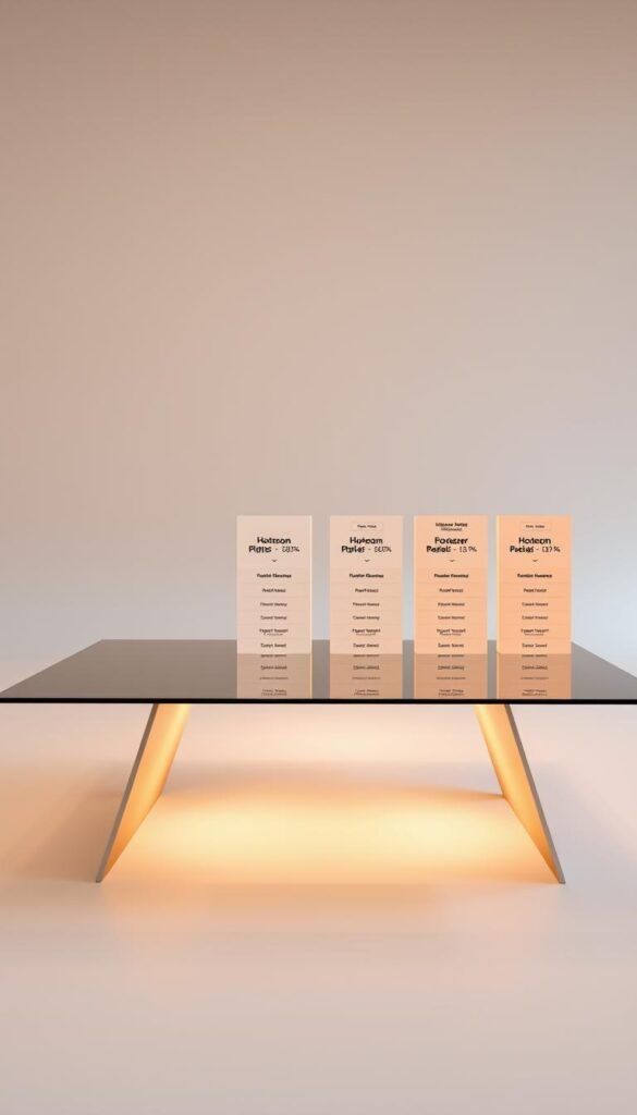 A sleek, minimalist table showcasing Hoxtoon Provider's competitive IPTV reseller plans. The plans are displayed on a modern, tempered glass surface, backlit with a soft, warm glow. The table is situated in a spacious, well-lit studio, with a subtle gradient background that suggests professionalism and attention to detail. The plans are presented in a clean, organized manner, with clear pricing tiers and feature breakdowns. The overall scene conveys a sense of clarity, value, and reliability, reflecting Hoxtoon Provider's commitment to its resellers.