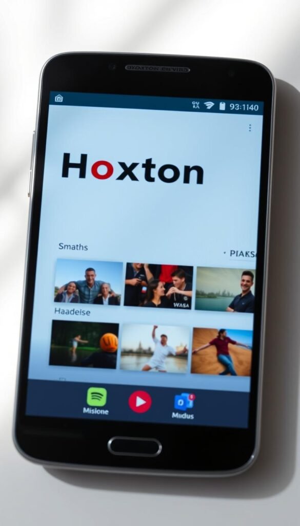 A sleek, modern android device displaying the Hoxtoon Provider IPTV app interface. The screen showcases a clean, intuitive layout with sharp, high-definition video thumbnails, smooth scrolling, and an easy-to-navigate menu. The device is set against a minimalist, light-filled backdrop, with subtle shadows and diffused lighting creating a sense of depth and focus on the app. The overall mood is one of efficiency, reliability, and a premium user experience, reflecting the key selection criteria for the best IPTV app for Android.