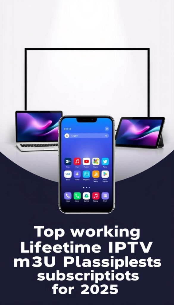 A sleek, modern illustration of an affordable lifetime IPTV subscription from the Hoxtoon Provider. In the foreground, a stylized smartphone displays a vibrant IPTV interface, showcasing a seamless user experience. The middle ground features a laptop and tablet, representing the versatility of accessing the IPTV service across devices. The background depicts a serene, minimalist setting with clean lines and soft lighting, conveying a sense of simplicity and value. The overall composition emphasizes the convenience, affordability, and reliability of the Hoxtoon Provider's lifetime IPTV subscription, perfect for the "Top working lifetime IPTV m3u playlists for 2025" article.