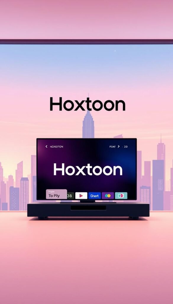 A sleek, modern illustration of the "Hoxtoon Provider" IPTV service. In the foreground, a stylized device displaying a streaming interface with crisp, high-definition content. The middle ground features the Hoxtoon logo, prominently displayed in a clean, minimalist design. The background showcases a minimalist cityscape, with skyscrapers and a vibrant, neon-tinged sky, conveying a sense of technological sophistication and urban connectivity. The overall tone is one of high-quality, reliable IPTV service, with a focus on the Hoxtoon brand and its seamless, user-friendly experience. Lit by a warm, diffused lighting that creates depth and atmosphere.
