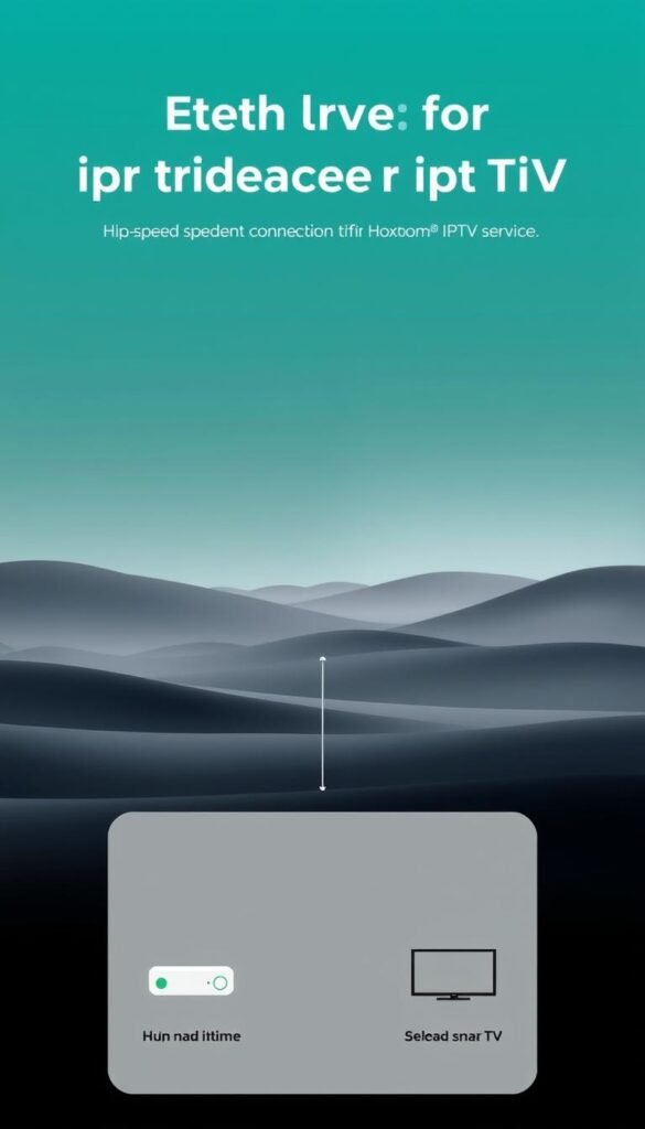 A sleek, modern illustration of the technical requirements for optimal IPTV streaming. In the foreground, a minimalist diagram showcases the key components: a high-speed internet connection, a compatible media player or smart TV, and the Hoxtoon Provider IPTV service. The middle ground features abstract geometric shapes and lines, representing the data flow and network infrastructure. In the background, a soft, gradient-based landscape creates a sense of depth and sophistication. The overall mood is one of efficiency, reliability, and technological prowess, perfectly suited to convey the technical details of the IPTV streaming experience.